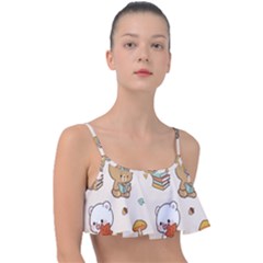 Bear Cartoon Background Pattern Seamless Animal Frill Bikini Top