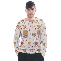 Bear Cartoon Background Pattern Seamless Animal Men s Long Sleeve Raglan T-shirt