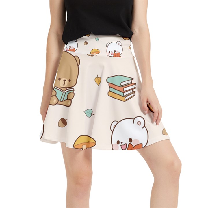 Bear Cartoon Background Pattern Seamless Animal Waistband Skirt