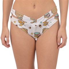 Bear Cartoon Background Pattern Seamless Animal Double Strap Halter Bikini Bottoms