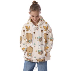 Bear Cartoon Background Pattern Seamless Animal Kids  Oversized Hoodie by Maspions