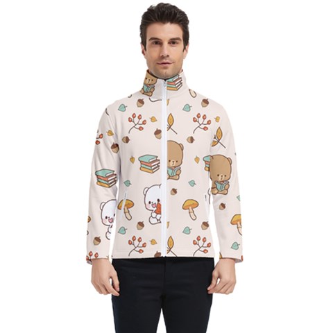 Bear Cartoon Background Pattern Seamless Animal Men s Bomber Jacket by Maspions