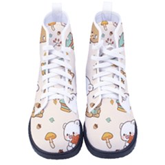 Bear Cartoon Background Pattern Seamless Animal Men s High-top Canvas Sneakers