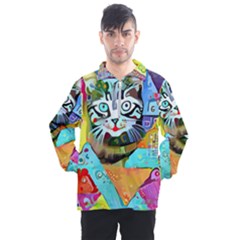 Kitten Cat Pet Animal Adorable Fluffy Cute Kitty Men s Half Zip Pullover