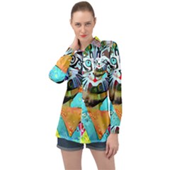 Kitten Cat Pet Animal Adorable Fluffy Cute Kitty Long Sleeve Satin Shirt