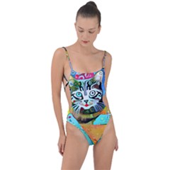 Kitten Cat Pet Animal Adorable Fluffy Cute Kitty Tie Strap One Piece Swimsuit