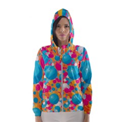 Circles Art Seamless Repeat Bright Colors Colorful Women s Hooded Windbreaker