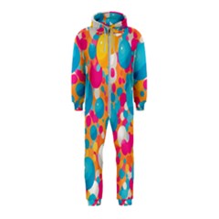 Circles Art Seamless Repeat Bright Colors Colorful Hooded Jumpsuit (kids)