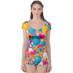 Circles Art Seamless Repeat Bright Colors Colorful Boyleg Leotard 