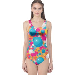 Circles Art Seamless Repeat Bright Colors Colorful One Piece Swimsuit