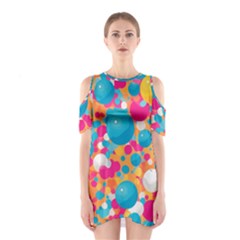 Circles Art Seamless Repeat Bright Colors Colorful Shoulder Cutout One Piece Dress