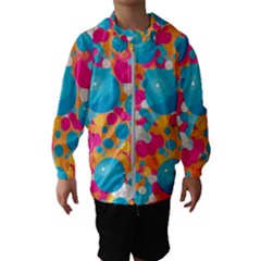 Circles Art Seamless Repeat Bright Colors Colorful Kids  Hooded Windbreaker