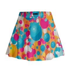 Circles Art Seamless Repeat Bright Colors Colorful Mini Flare Skirt