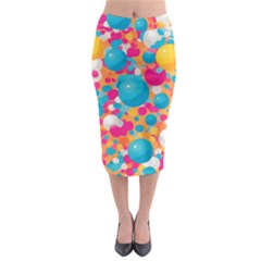 Circles Art Seamless Repeat Bright Colors Colorful Midi Pencil Skirt