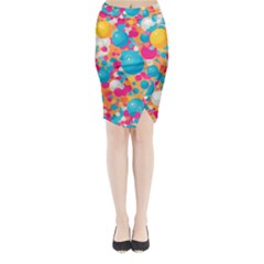 Circles Art Seamless Repeat Bright Colors Colorful Midi Wrap Pencil Skirt