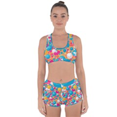 Circles Art Seamless Repeat Bright Colors Colorful Racerback Boyleg Bikini Set