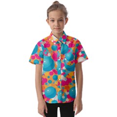 Circles Art Seamless Repeat Bright Colors Colorful Kids  Short Sleeve Shirt by Maspions