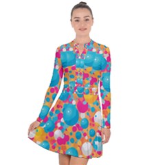 Circles Art Seamless Repeat Bright Colors Colorful Long Sleeve Panel Dress