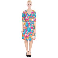 Circles Art Seamless Repeat Bright Colors Colorful Wrap Up Cocktail Dress