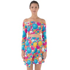 Circles Art Seamless Repeat Bright Colors Colorful Off Shoulder Top With Skirt Set by Maspions