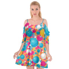 Circles Art Seamless Repeat Bright Colors Colorful Cutout Spaghetti Strap Chiffon Dress