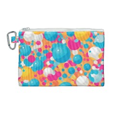 Circles Art Seamless Repeat Bright Colors Colorful Canvas Cosmetic Bag (large)