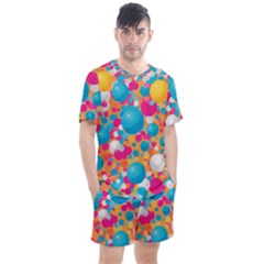 Circles Art Seamless Repeat Bright Colors Colorful Men s Mesh T-shirt And Shorts Set