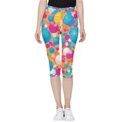 Circles Art Seamless Repeat Bright Colors Colorful Inside Out Lightweight Velour Capri Leggings 