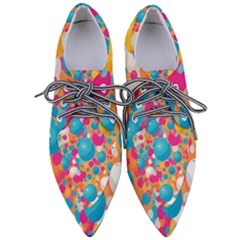 Circles Art Seamless Repeat Bright Colors Colorful Pointed Oxford Shoes