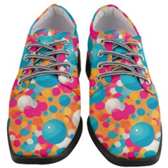 Circles Art Seamless Repeat Bright Colors Colorful Women Heeled Oxford Shoes