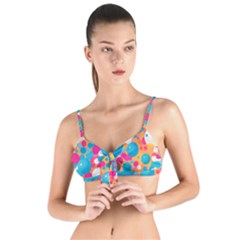 Circles Art Seamless Repeat Bright Colors Colorful Tie Up Cut Bikini Top