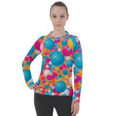 Circles Art Seamless Repeat Bright Colors Colorful Women s Pique Long Sleeve T-shirt