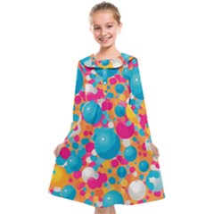 Circles Art Seamless Repeat Bright Colors Colorful Kids  Midi Sailor Dress by Maspions