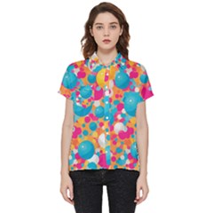 Circles Art Seamless Repeat Bright Colors Colorful Short Sleeve Pocket Shirt