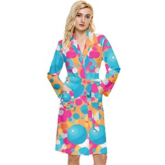 Circles Art Seamless Repeat Bright Colors Colorful Long Sleeve Velvet Robe