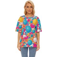 Circles Art Seamless Repeat Bright Colors Colorful Oversized Basic T-shirt