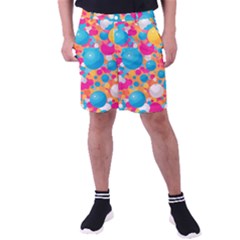 Circles Art Seamless Repeat Bright Colors Colorful Men s Pocket Shorts