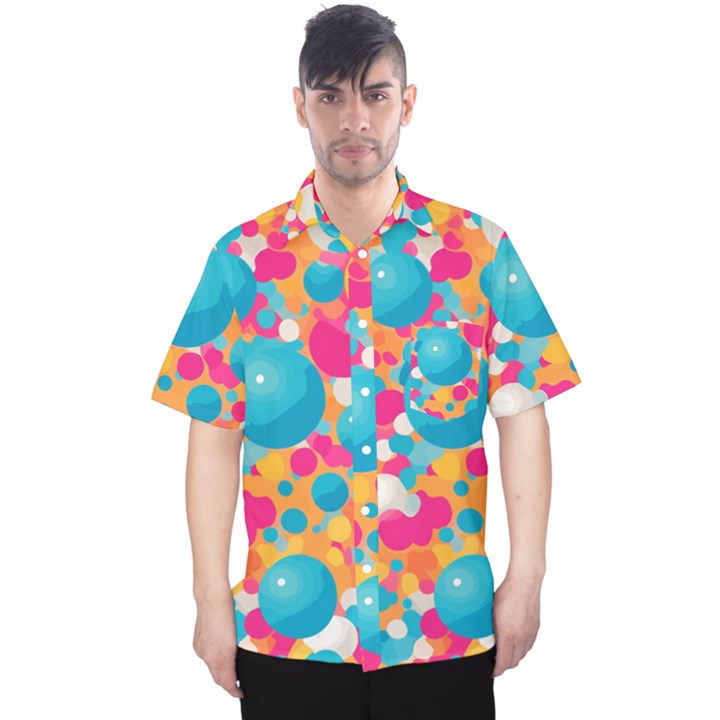 Circles Art Seamless Repeat Bright Colors Colorful Men s Hawaii Shirt