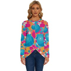 Circles Art Seamless Repeat Bright Colors Colorful Long Sleeve Crew Neck Pullover Top by Maspions