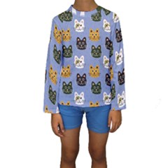 Cat Cat Background Animals Little Cat Pets Kittens Kids  Long Sleeve Swimwear