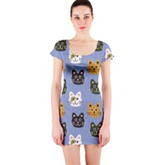 Cat Cat Background Animals Little Cat Pets Kittens Short Sleeve Bodycon Dress