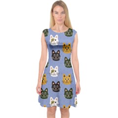 Cat Cat Background Animals Little Cat Pets Kittens Capsleeve Midi Dress by Maspions