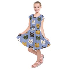 Cat Cat Background Animals Little Cat Pets Kittens Kids  Short Sleeve Dress