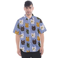 Cat Cat Background Animals Little Cat Pets Kittens Men s Short Sleeve Shirt