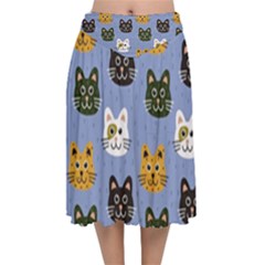 Cat Cat Background Animals Little Cat Pets Kittens Velvet Flared Midi Skirt