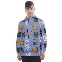 Cat Cat Background Animals Little Cat Pets Kittens Men s Front Pocket Pullover Windbreaker