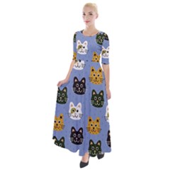 Cat Cat Background Animals Little Cat Pets Kittens Half Sleeves Maxi Dress by Maspions