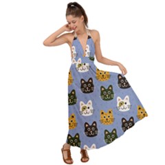 Cat Cat Background Animals Little Cat Pets Kittens Backless Maxi Beach Dress by Maspions