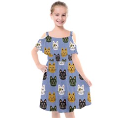 Cat Cat Background Animals Little Cat Pets Kittens Kids  Cut Out Shoulders Chiffon Dress by Maspions