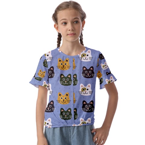 Cat Cat Background Animals Little Cat Pets Kittens Kids  Cuff Sleeve Scrunch Bottom T-shirt by Maspions